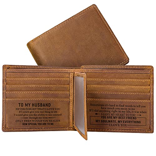 kullder Mens Wallet Engraved Leather Wallets Personalized Mens Gifts for Husband from Wife Custom Wallet for Man Anniversary Christmas Birthday gift - Image 1