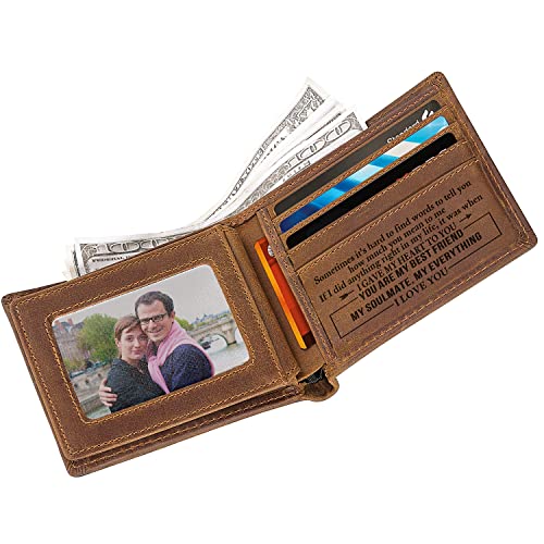 kullder Mens Wallet Engraved Leather Wallets Personalized Mens Gifts for Husband from Wife Custom Wallet for Man Anniversary Christmas Birthday gift - Image 3