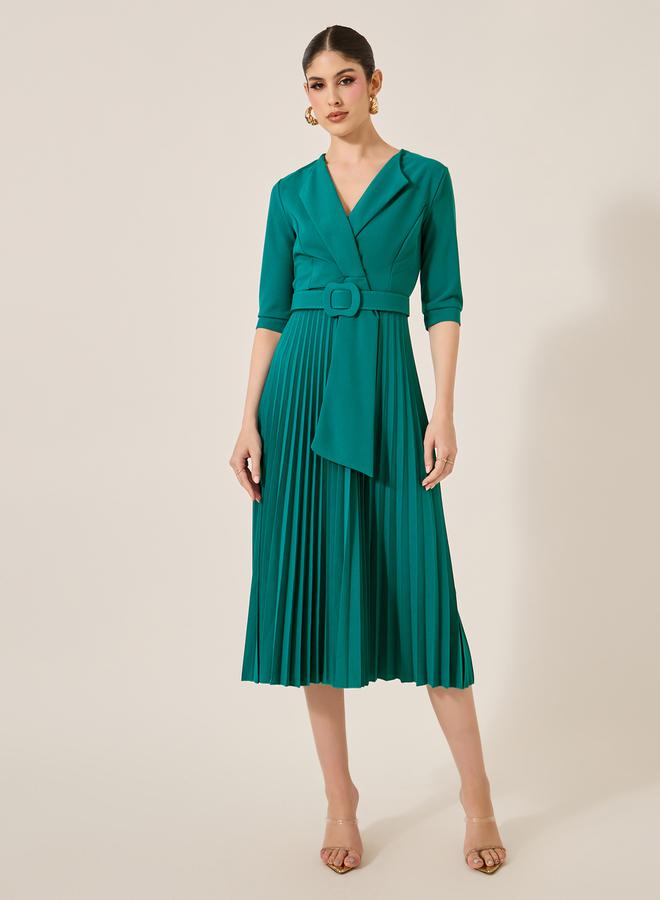 Styli Pleated Belted Dress - Image 2