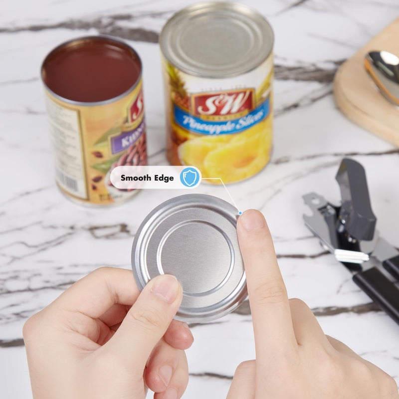 COKORA Can Opener Manual, COKORA Can Openers Hand Held with Comfort Anti-Slip Handles, Heavy Duty Stainless Steel Can Opener Smooth Edge and Bottle Openers, Easy Turn Can Openers for Seniors, Kitchen, Black - Image 4