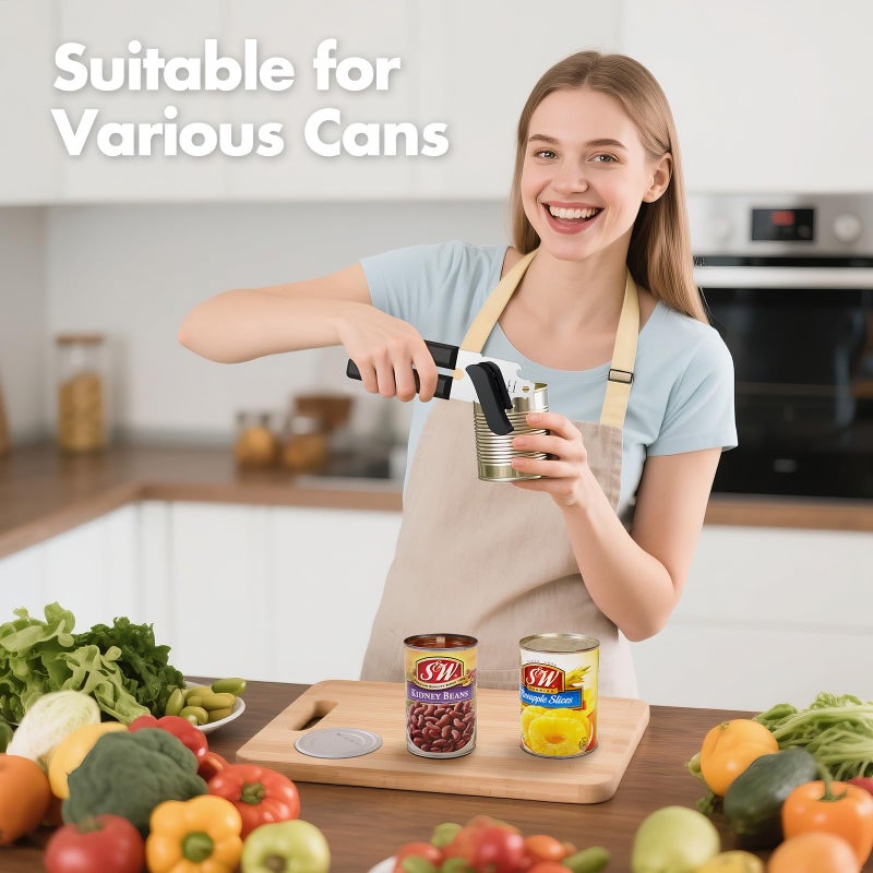 COKORA Can Opener Manual, COKORA Can Openers Hand Held with Comfort Anti-Slip Handles, Heavy Duty Stainless Steel Can Opener Smooth Edge and Bottle Openers, Easy Turn Can Openers for Seniors, Kitchen, Black - Image 5