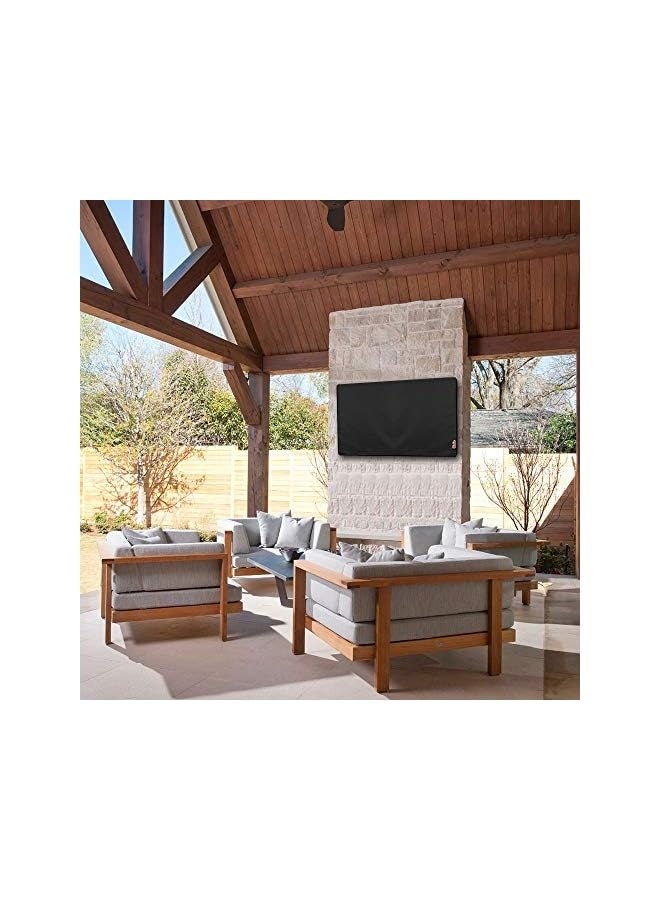 Outdoor Waterproof and Weatherproof TV Cover for 65 to 70 inch Outside Flat Screen TV, Black 600D Thick Fabric TV Screen Protector with Bottom Cover - Image 5