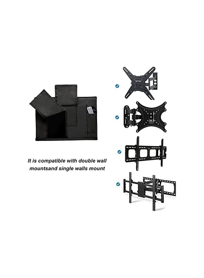 Outdoor Waterproof and Weatherproof TV Cover for 65 to 70 inch Outside Flat Screen TV, Black 600D Thick Fabric TV Screen Protector with Bottom Cover - Image 3