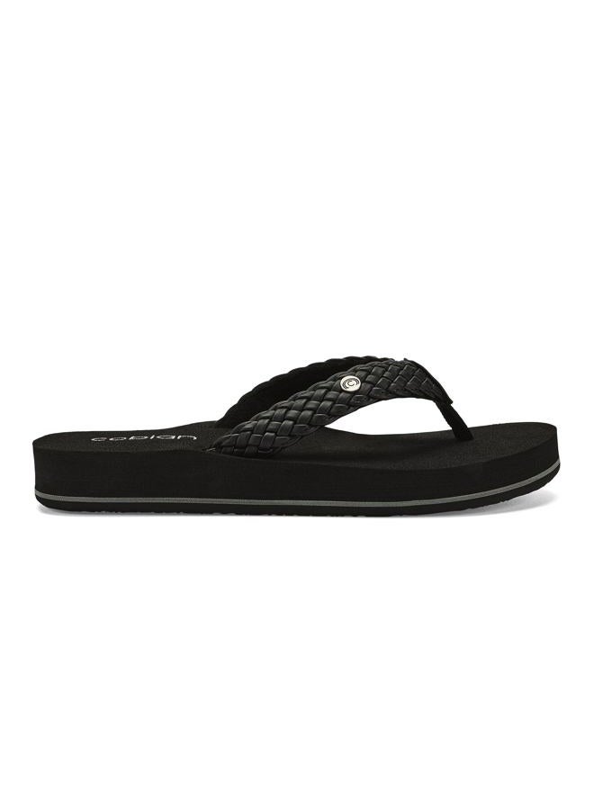 COBIAN Women's Braided Bounce Flip Flops, Black, 10 - Image 2