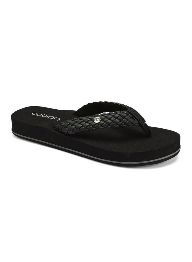 COBIAN Women's Braided Bounce Flip Flops, Black, 10 - Image 1
