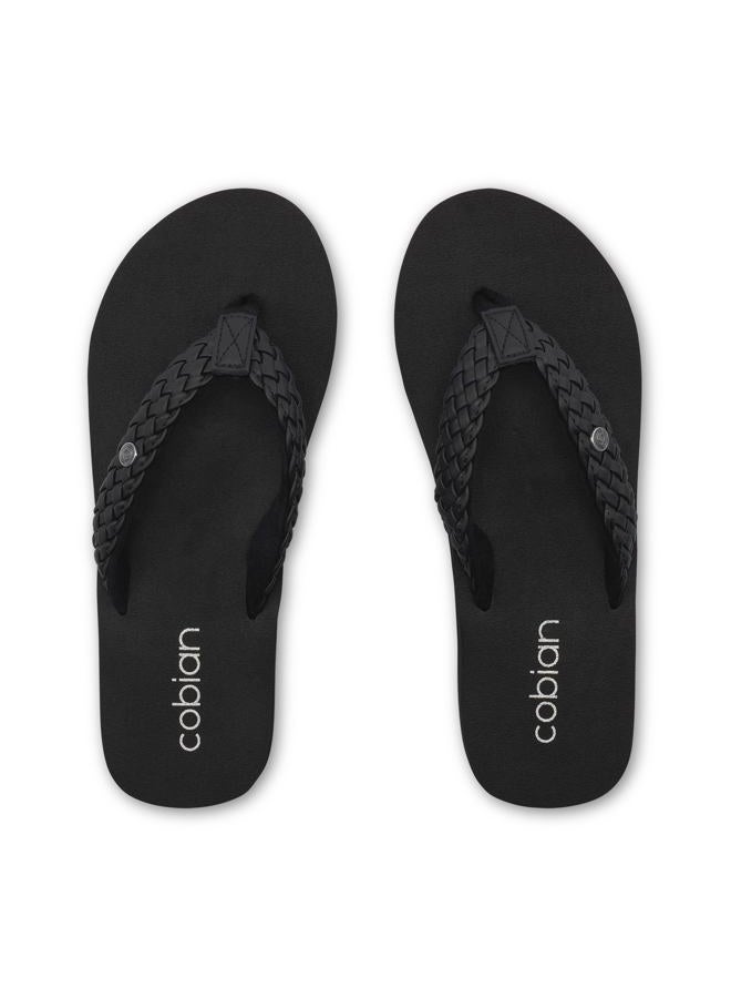 COBIAN Women's Braided Bounce Flip Flops, Black, 10 - Image 4