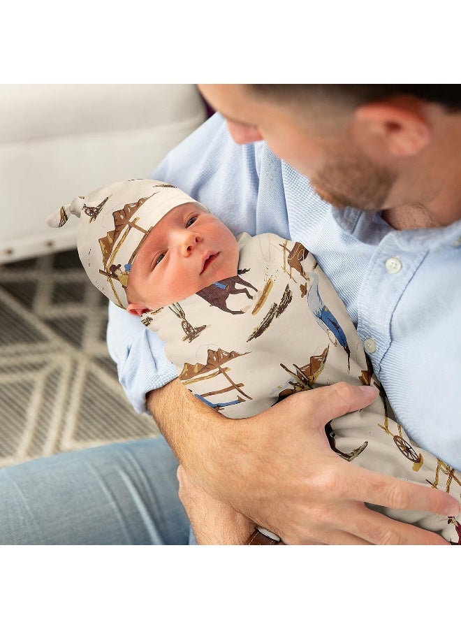 Sweet Jojo Designs Sweet Jojo Designs Wild West Cowboy Baby Boy Cocoon and Beanie Hat 2pc Set Jersey Stretch Knit Sleeping Bag for Infant Newborn Nursery Sleep Wrap Sack  - Image 3