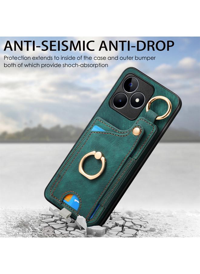 اس-توب جراب هاتف Realme C35 بتصميم كلاسيكي مع حلقة تعليق وحقيبة بطاقات - Image 4