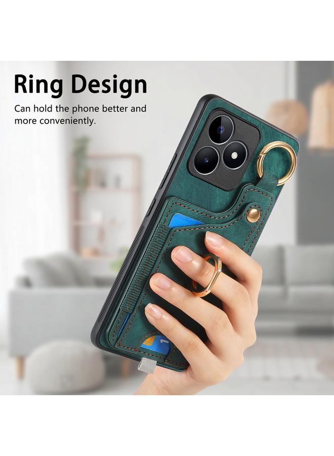 اس-توب جراب هاتف Realme C35 بتصميم كلاسيكي مع حلقة تعليق وحقيبة بطاقات - Image 5