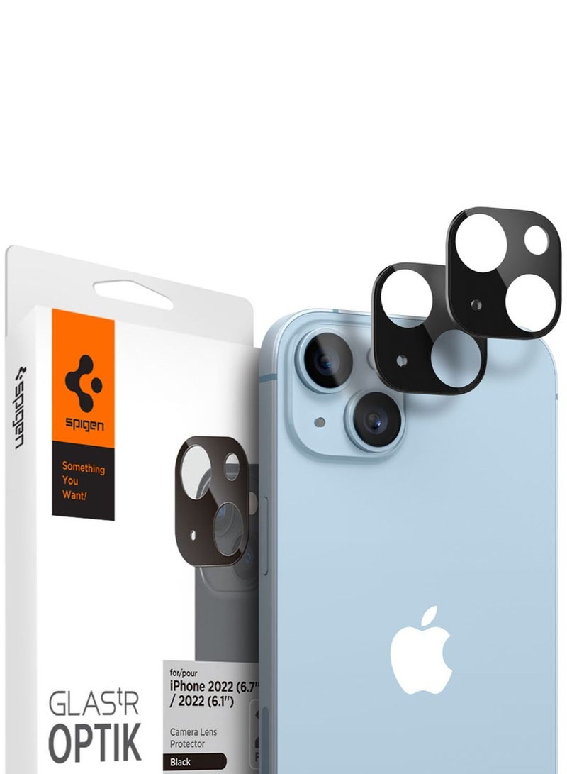 Spigen Glastr Optik iPhone 14 and iPhone 14 Plus Camera Lens Screen Protector - Black (2 Pack) - Image 1
