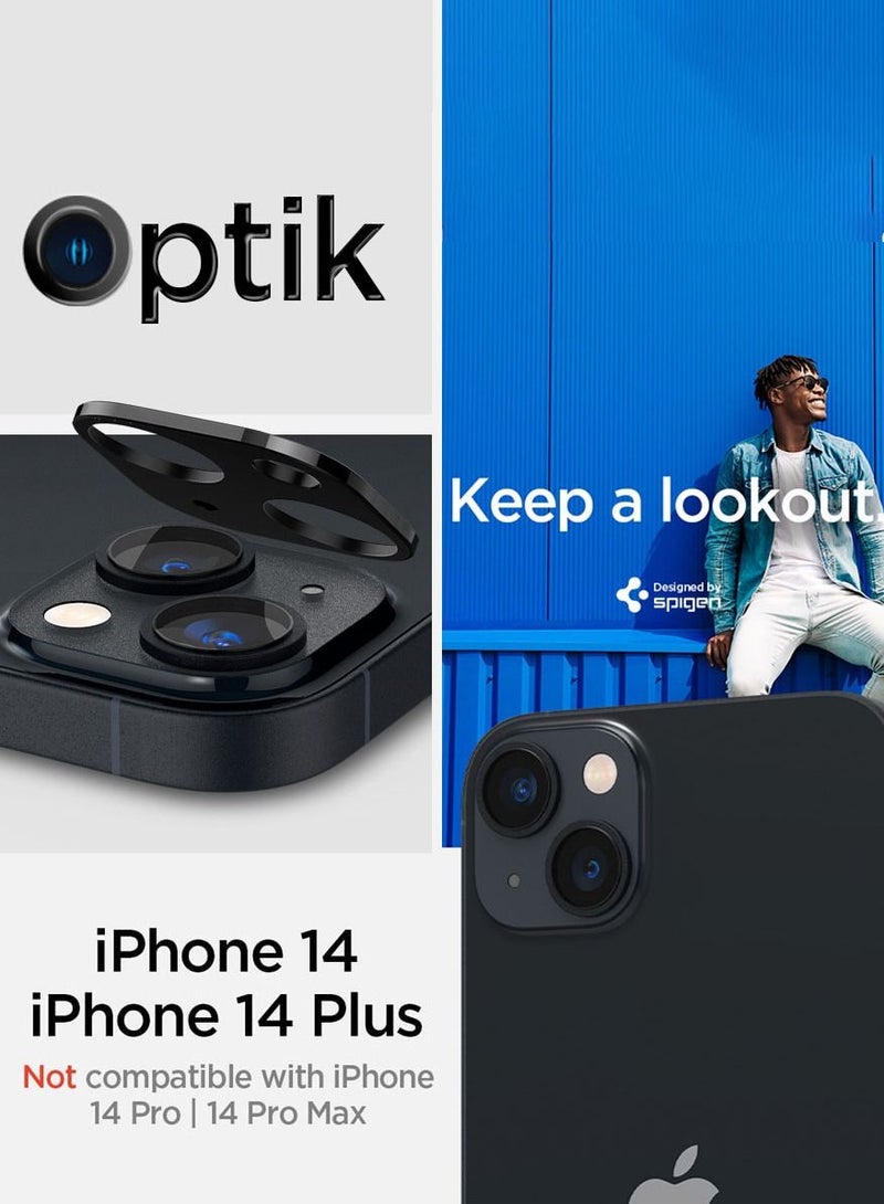 Spigen Glastr Optik iPhone 14 and iPhone 14 Plus Camera Lens Screen Protector - Black (2 Pack) - Image 2