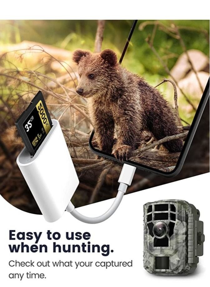 Captaintech SD Card Reader for iPhone iPad Micro SD Card Reader with Dual Slots Compatible with iPhone Trail Camera Viewer Reader Plug and Play White - Image 5