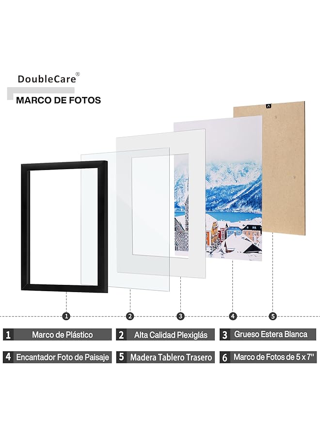 erorex Photo Frames 5X7 Inches 5 Pieces Photo Frame Family Landscape Family Portrait Personalized Display On The Wall Table For Gallery Decoration Home Office - Image 2