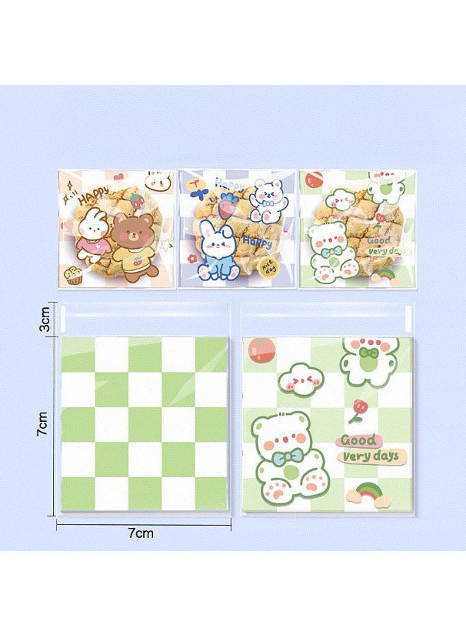 Kawkab 100 PCS 7*7 cm Self Adhesive Cute Cookie Bags, Plastic Clear Treat Bags Sealable Candy Bags for Packaging Candy Cookies Bakery Party Favor Gift Giving, Small Bags for Cookies, Sweets, Jewelry. - Image 2