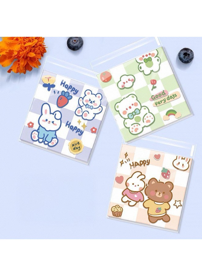 Kawkab 100 PCS 7*7 cm Self Adhesive Cute Cookie Bags, Plastic Clear Treat Bags Sealable Candy Bags for Packaging Candy Cookies Bakery Party Favor Gift Giving, Small Bags for Cookies, Sweets, Jewelry. - Image 3