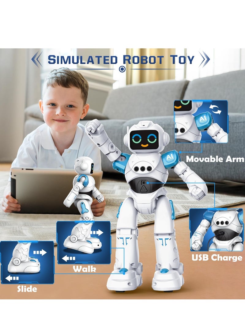 Robot Toys for Kids, Gesture Sensing Programmable Emo Robot Toy, Smart Talking Voice Remote Control Robot for Kids Age 3 4 5 6 7 8 12 Year Old Boys Girls Birthday Gift Present (Blue) - Image 4