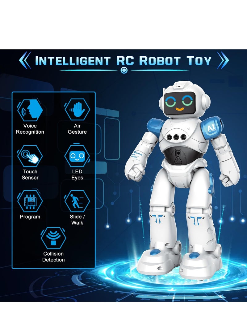 Robot Toys for Kids, Gesture Sensing Programmable Emo Robot Toy, Smart Talking Voice Remote Control Robot for Kids Age 3 4 5 6 7 8 12 Year Old Boys Girls Birthday Gift Present (Blue) - Image 2