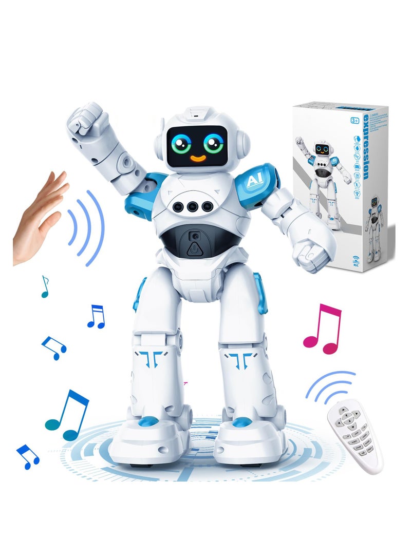 Robot Toys for Kids, Gesture Sensing Programmable Emo Robot Toy, Smart Talking Voice Remote Control Robot for Kids Age 3 4 5 6 7 8 12 Year Old Boys Girls Birthday Gift Present (Blue) - Image 1