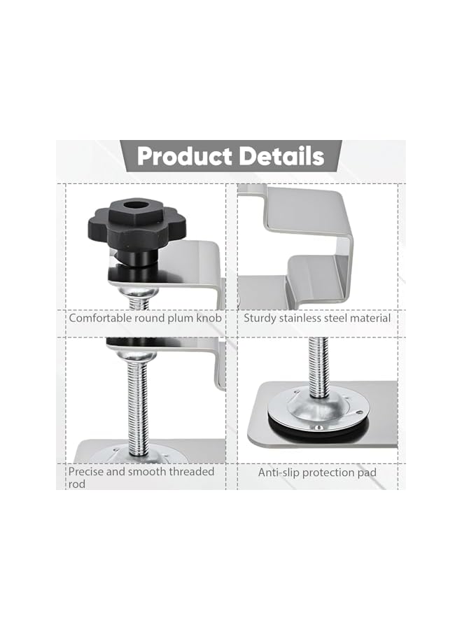 S-TOP Stainless Steel Drawer Clamps, Cabinet Front Installation Tool, Adjustable Bow Woodworking Fixture with Rubber Pads, Heavy Duty Panel Alignment for Cabinet Assembly, 4PCS - Image 3