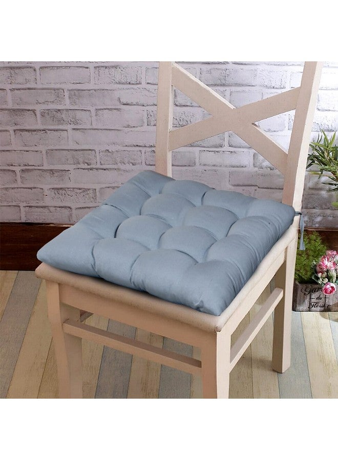 Kuber Industries Microfiber Square Chair Pad Seat Cushion for Car Pad, Office Chair, Indoor/Outdoor, Dining Living Room, Kitchen with Ties (Grey) - Image 1