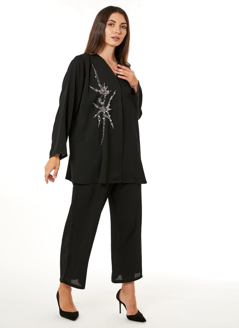 Moistreet Black Zoom Top and Pants Set - Image 1