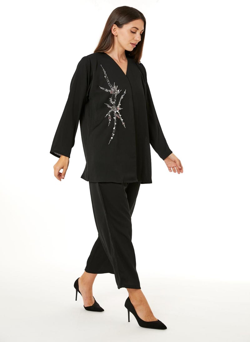 Moistreet Black Zoom Top and Pants Set - Image 2