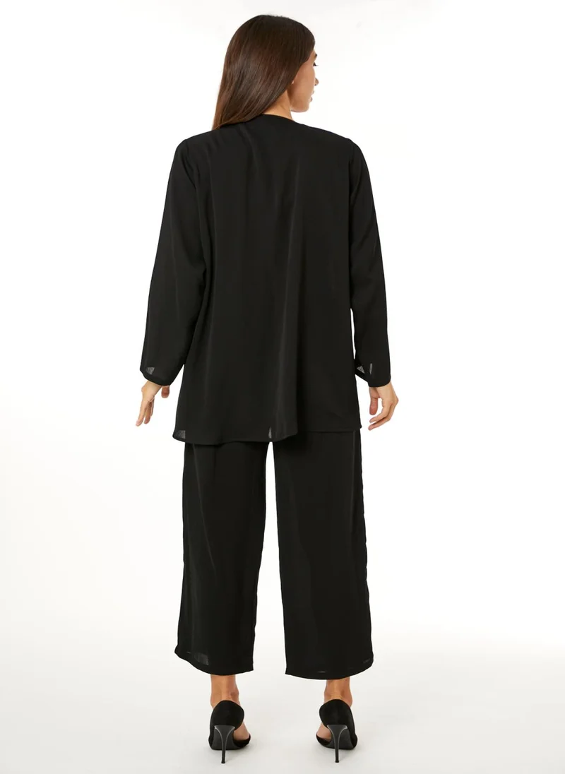 مويستريت Black Zoom Top and Pants Set