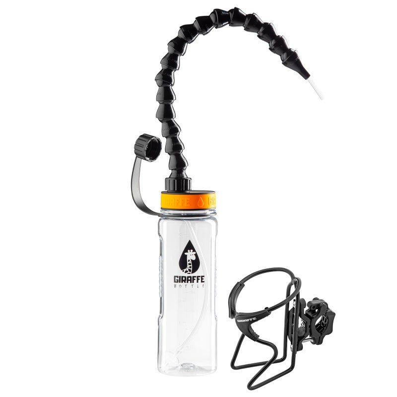 Giraffe Bottle Tower Hands Free Drinking System Clear Tritan Bottle with Round Tube Mounted Bottle Holder length 15 in  38 cm