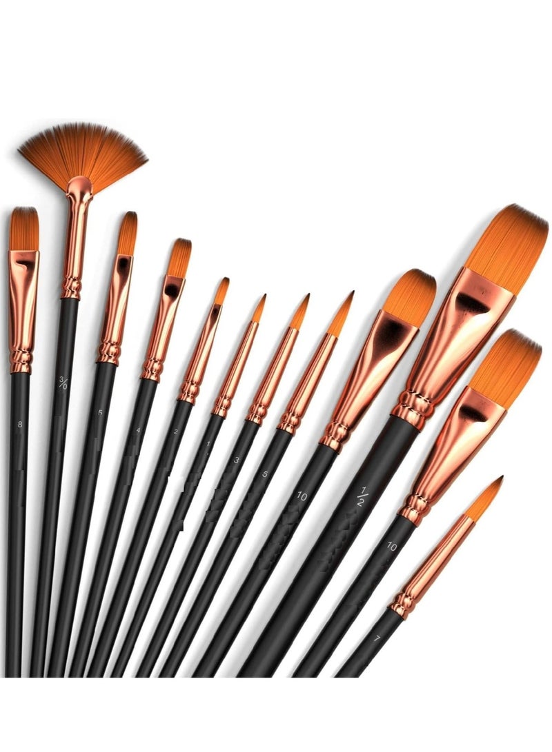 Twizzles Twizzle Art Brush Set for Artists Painting Brushes Set of 12 Professional Round Pointed Tip Nylon Hair Artist Acrylic Paint Brush for Acrylic Water Colour Oil Painting - Image 1