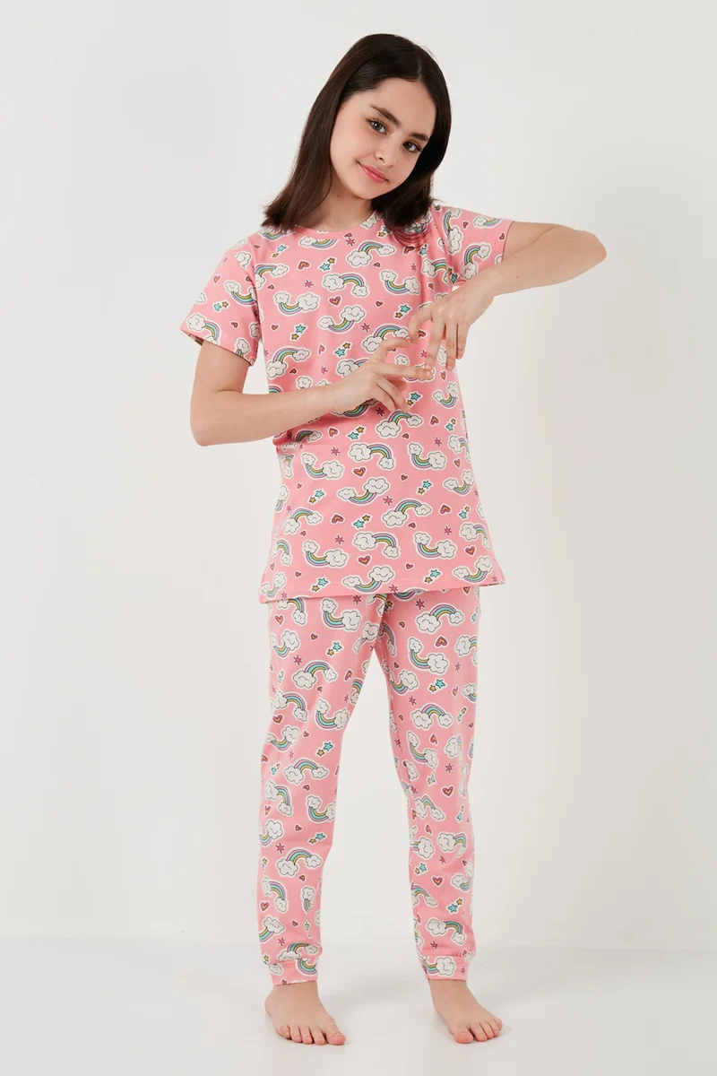 Lela 100% Cotton Crew Neck Short Sleeve Pajama Set Girl's Pajama Set 6651004