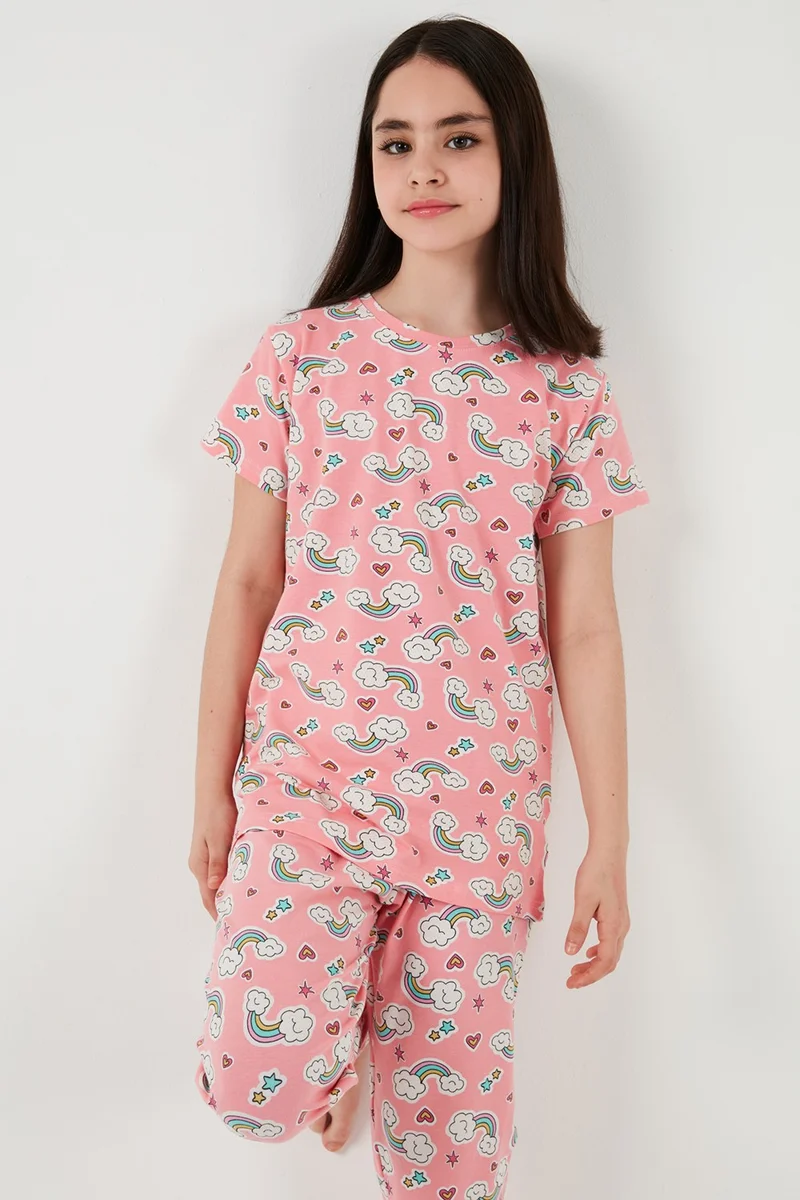 Lela 100% Cotton Crew Neck Short Sleeve Pajama Set Girl's Pajama Set 6651004