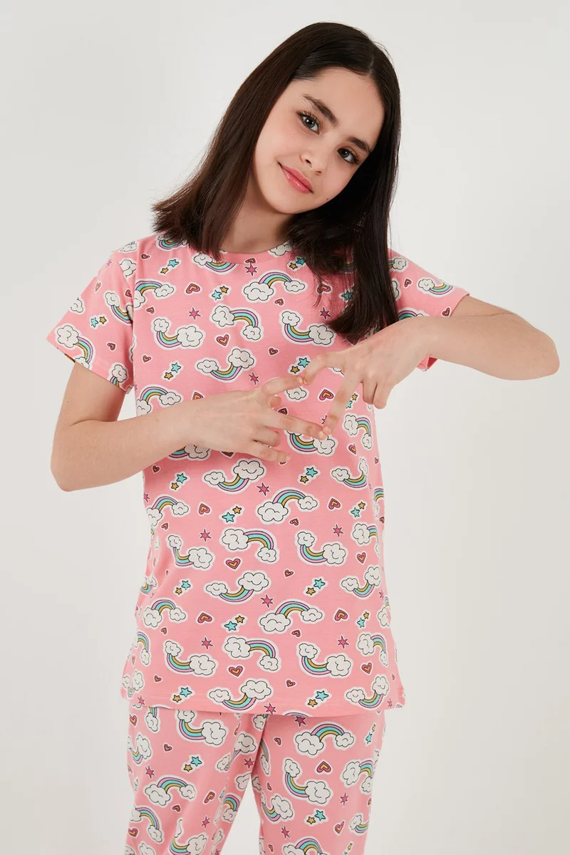 Lela 100% Cotton Crew Neck Short Sleeve Pajama Set Girl's Pajama Set 6651004