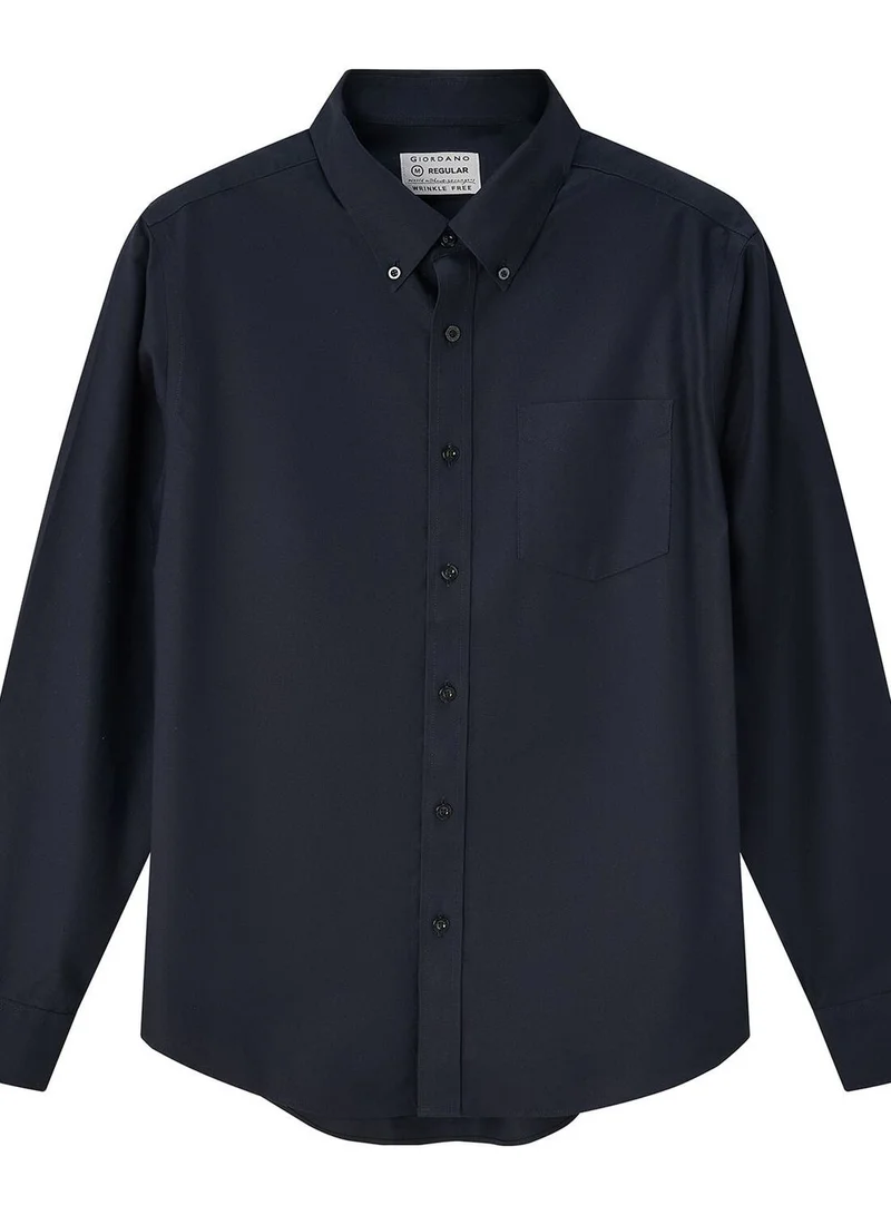 GIORDANO Men's Wrinkle-Free Cotton Oxford Long Sleeve Shirt