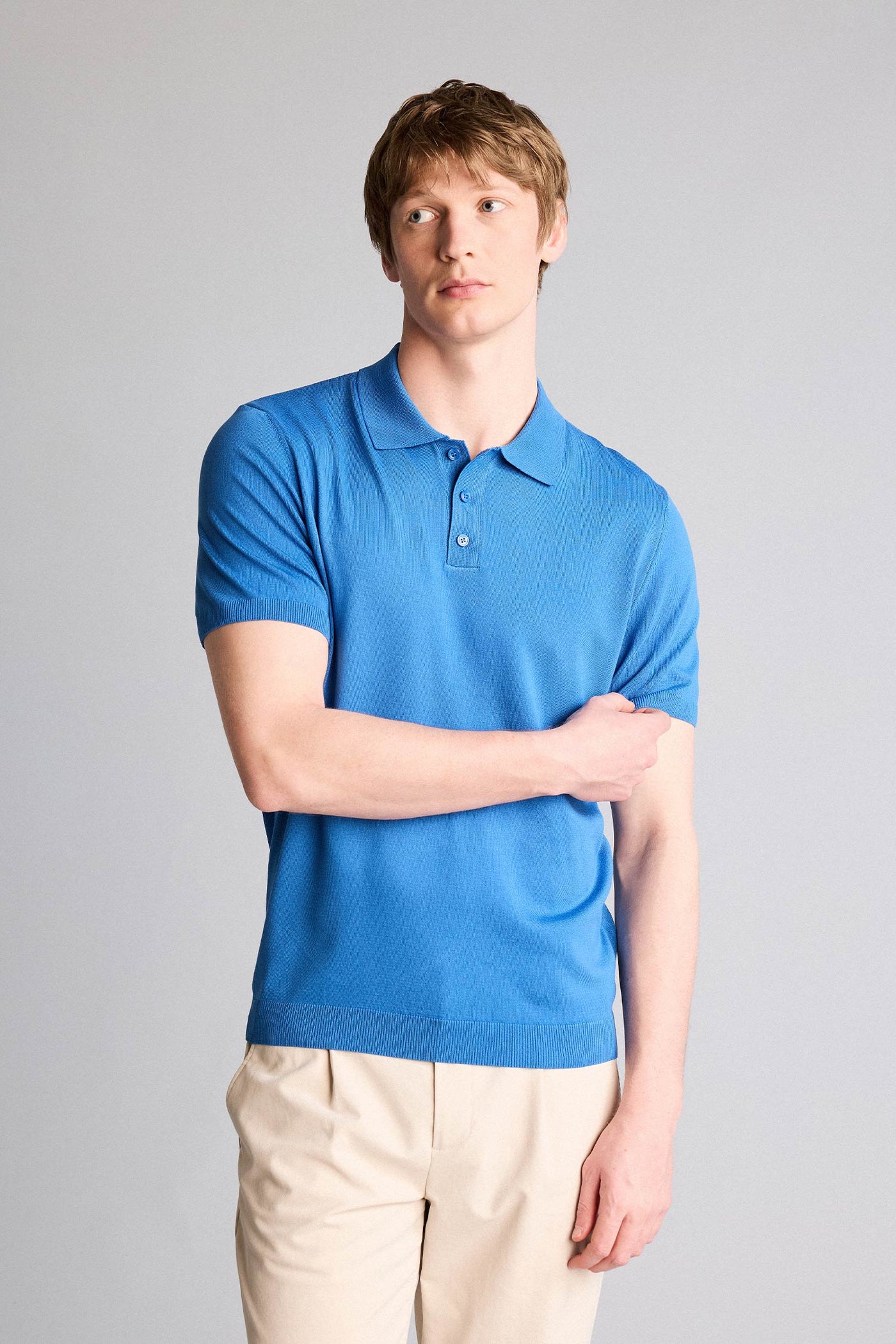 Blue Man Standard Fit Polo Collar Knitwear Short Sleeve Polo T-Shirt Casual