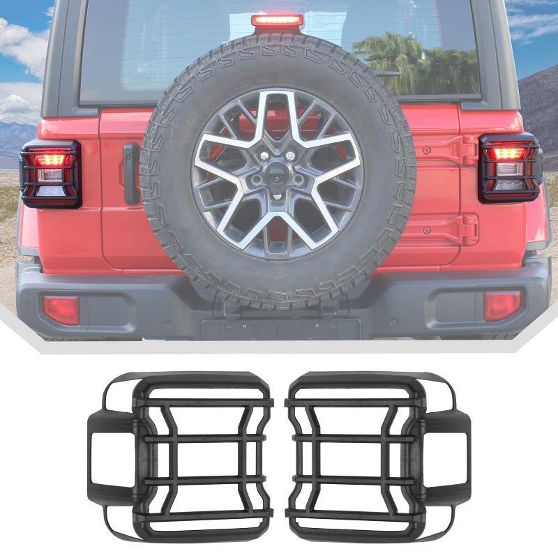 JeCar Tail Light Covers for Jeep Wrangler JL JLU 20182024 Black Taillight Guard Trim Accessories Only fit LED Light
