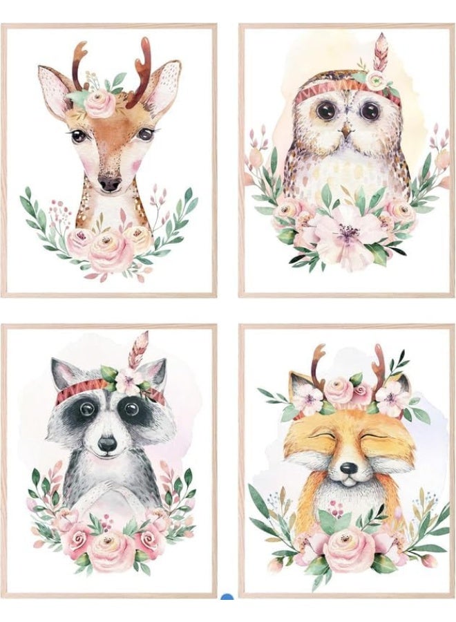 Insire Woodland Nursery Pictures - Set of 4 (8x10) Woodland Wall Art - Image 1
