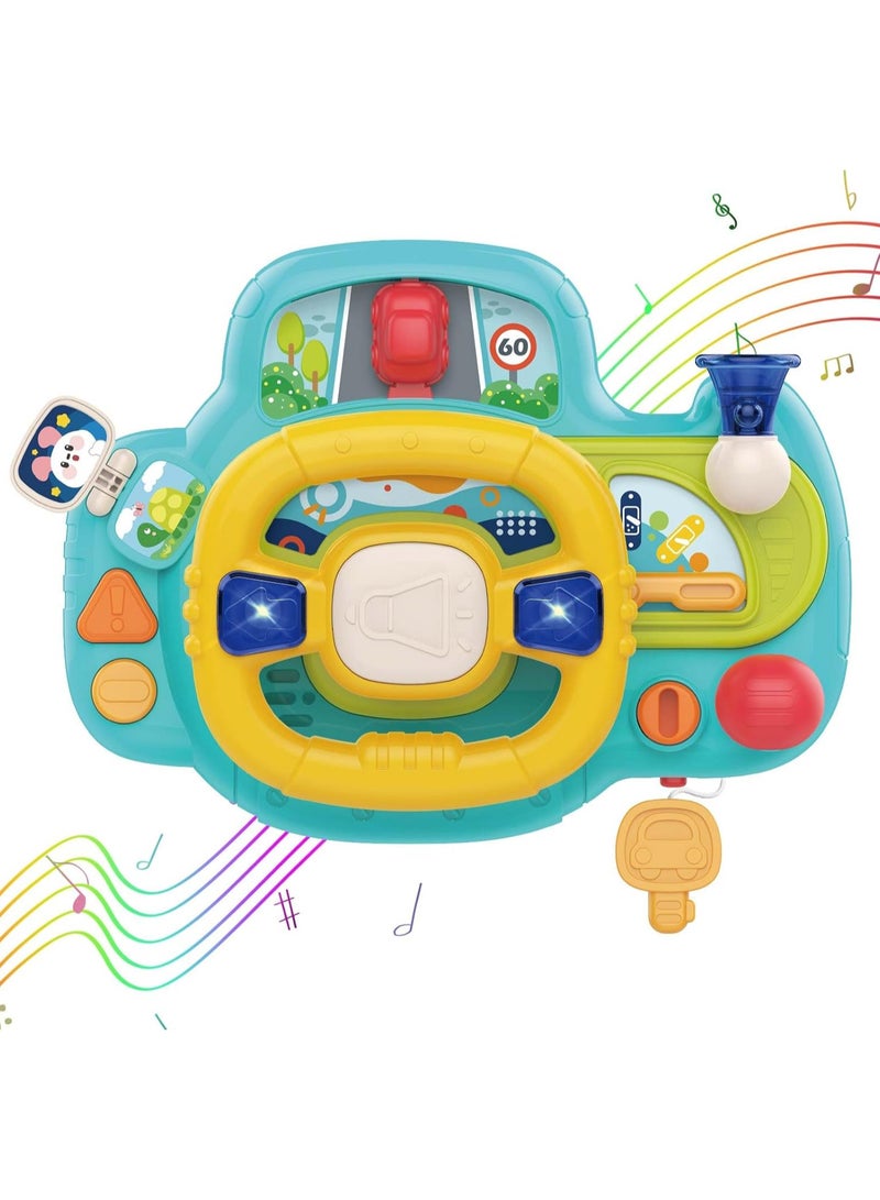 عجلة القيادة لمقعد السيارة - قيادة تفاعلية للأطفال الصغار تطور المهارات الحركية الدقيقة والخيال سهلة التركيب ومحمولة للترفيه أثناء التنقل - Image 1