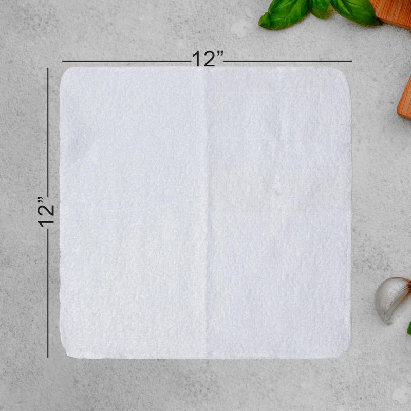Textila Stores Textila Terry Wash Cloths â€“ Pack of 10, White, 12x12 Inches â€“ Soft, Absorbent & Multipurpose Cotton Washcloths for Face, Hand, Bath, Kitchen, Spa, Gym & Hotel Use - Image 4