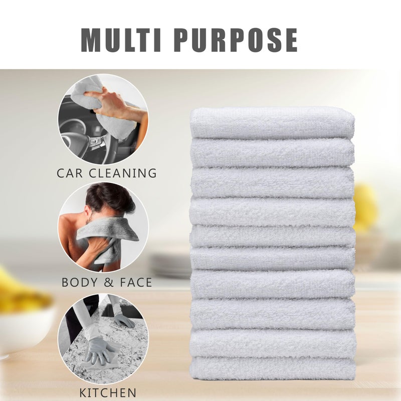 Textila Stores Textila Terry Wash Cloths â€“ Pack of 10, White, 12x12 Inches â€“ Soft, Absorbent & Multipurpose Cotton Washcloths for Face, Hand, Bath, Kitchen, Spa, Gym & Hotel Use - Image 5