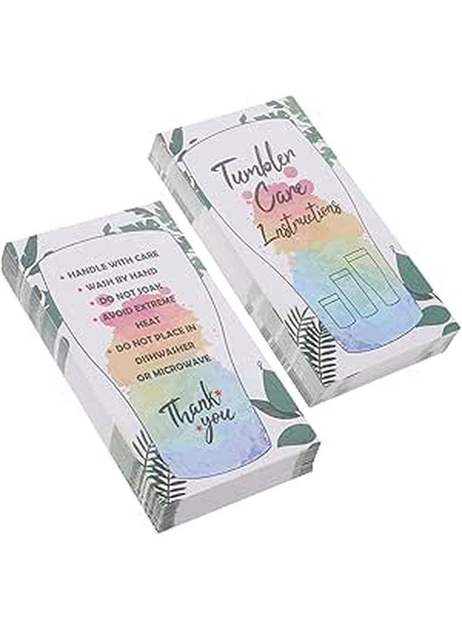 100 Sheets Cup Care Instruction Cards Tumbler Cleaning Guide Tags Glassware Maintenance Reminder Package - Image 1