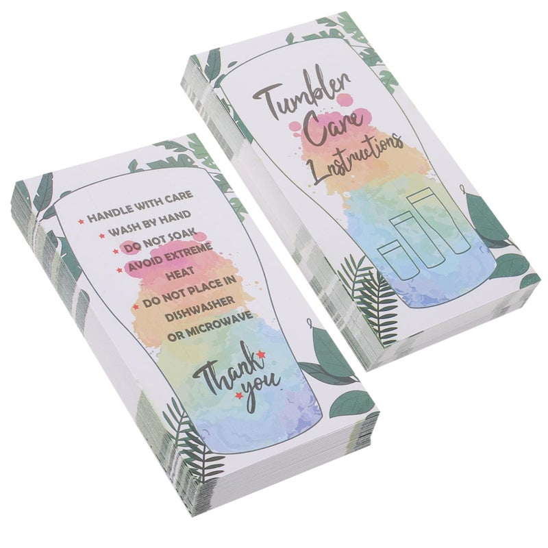 100 Sheets Cup Care Instruction Cards Tumbler Cleaning Guide Tags Glassware Maintenance Reminder Package - Image 2