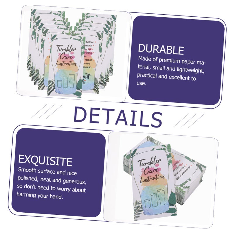 100 Sheets Cup Care Instruction Cards Tumbler Cleaning Guide Tags Glassware Maintenance Reminder Package - Image 5