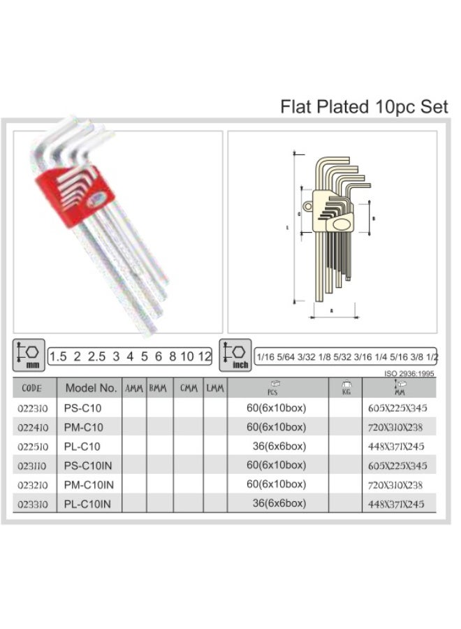 jetechtool Jetech 10-Piece Hex Key Wrench Set, Metric, Heat-Treated, L-Style, Flat Plated, Premium Alloy Steel, Small, 1.5mm to 12mm Allen Key Set - PS-C10 - Image 2
