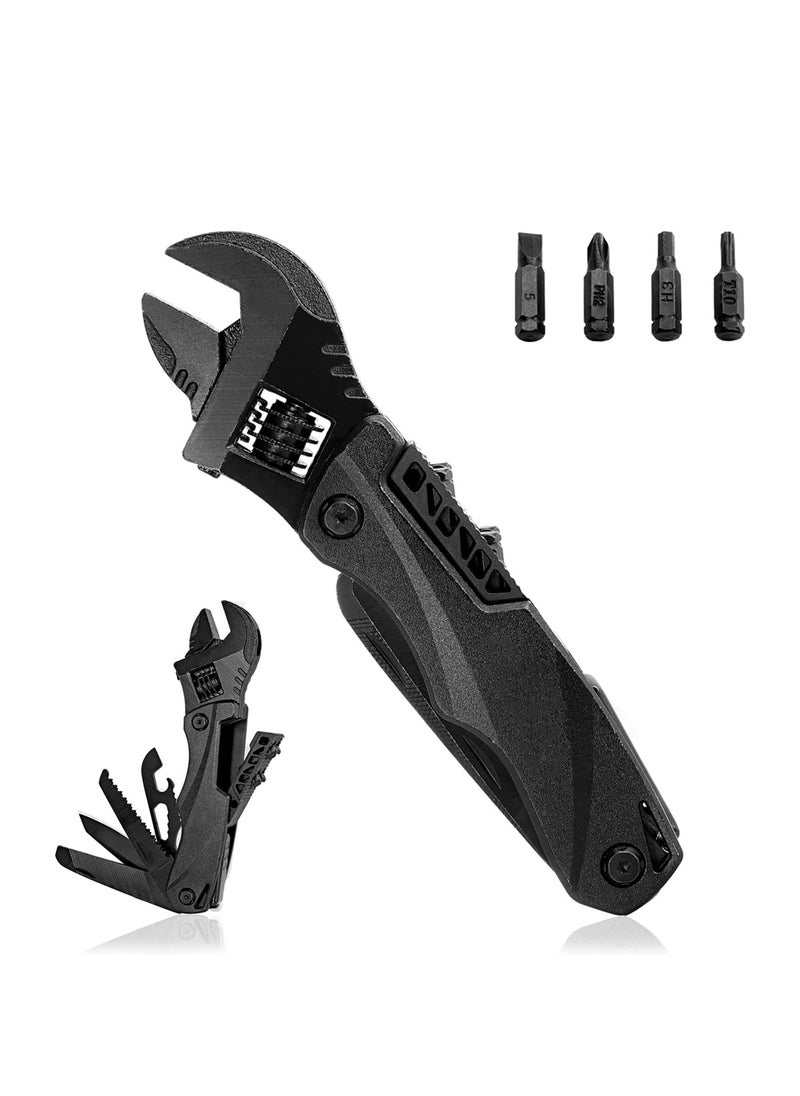 SYOSI - Adjustable Wrench, Universal Pocket Multifunction Spanner with Flathead Phillips Screwdriver Nail File Bottle Can Opener, Compact Survial Gear Camping Accessory, for Small Projects Repairing - Image 1