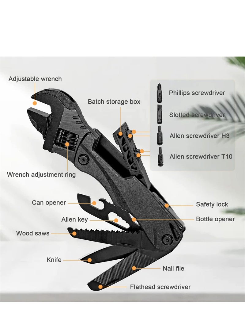 SYOSI - Adjustable Wrench, Universal Pocket Multifunction Spanner with Flathead Phillips Screwdriver Nail File Bottle Can Opener, Compact Survial Gear Camping Accessory, for Small Projects Repairing - Image 1