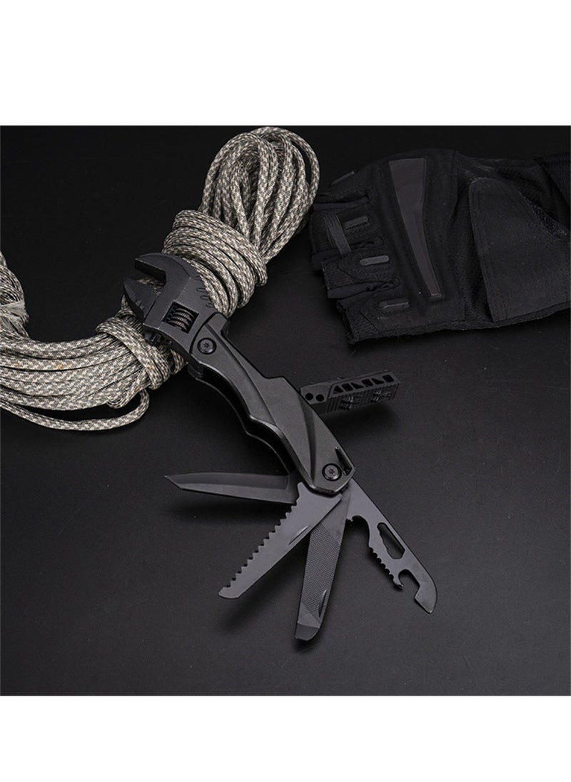 SYOSI - Adjustable Wrench, Universal Pocket Multifunction Spanner with Flathead Phillips Screwdriver Nail File Bottle Can Opener, Compact Survial Gear Camping Accessory, for Small Projects Repairing - Image 1