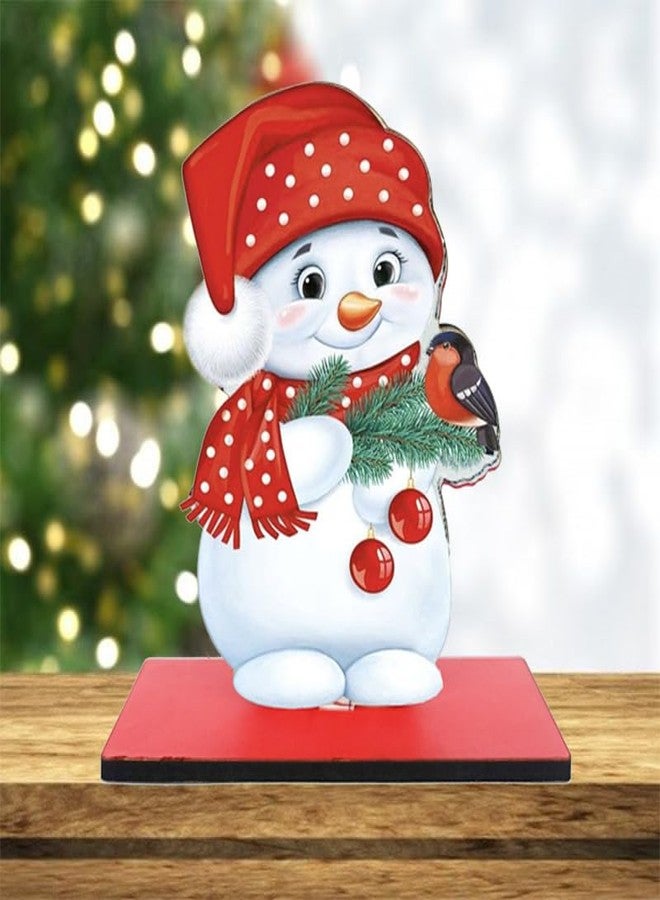 WRH Christmas Snowmen 4mm MDF Tabletop showpiece, Christmas Gift, Christmas Decoration Item for Home - Image 1