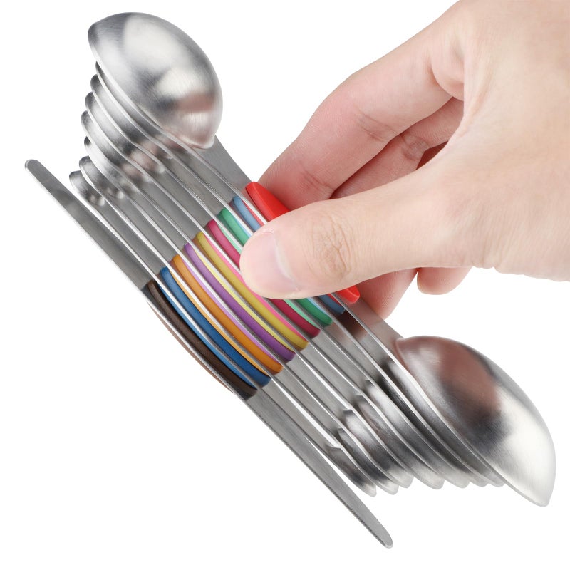 CHAMTILE Magnetic Measuring Spoons Set Stainless Steel Dual Sided Stackable Teaspoon Tablespoon Nesting Measuring Spoon for Measuring Dry and Liquid Ingredients Color - Image 3