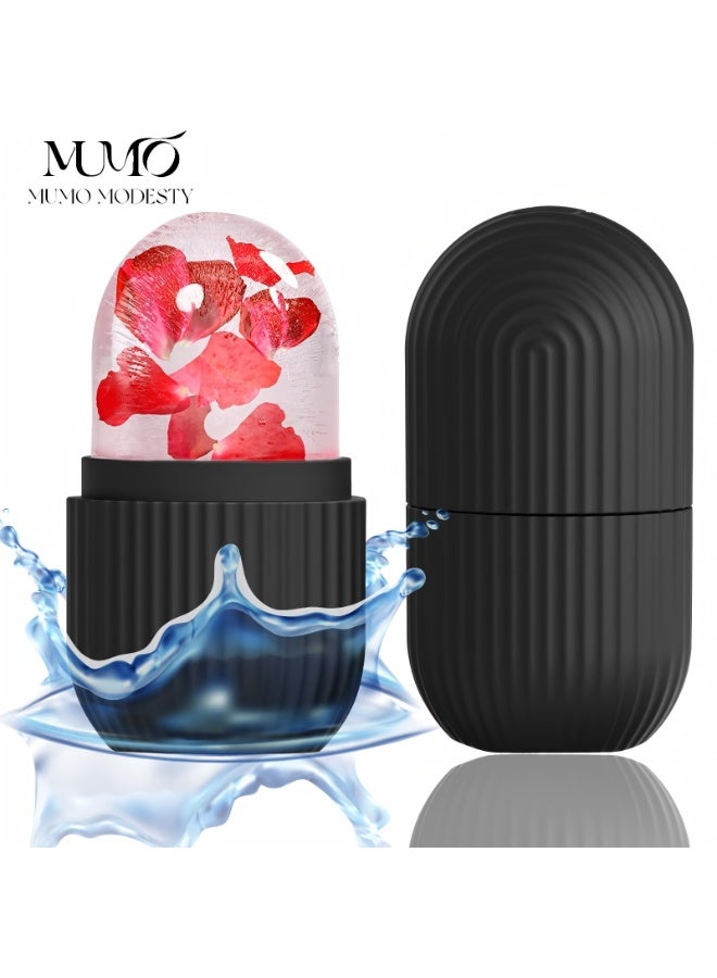 MUMO ice face roller, ice mold for face and Eyes, Reusable Massage Silicone Beauty Tool, Naturally Conditioning And Skin Care, De-Puff Eye Bags, Reduce Migraine Pain (Black) - Image 1