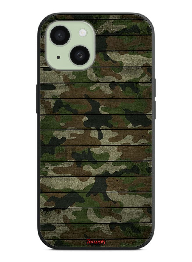 Tolwak غطاء حماية لجهاز آبل آيفون 15 بلس بنمط خشبي مموه - Image 2